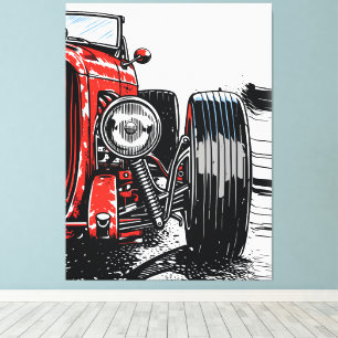 Retro Red Vintage Classic Car Front Pop Art Print