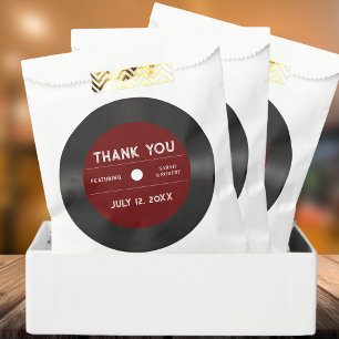 Retro Red Vinyl Record Black Wedding Thank You Favour Bag