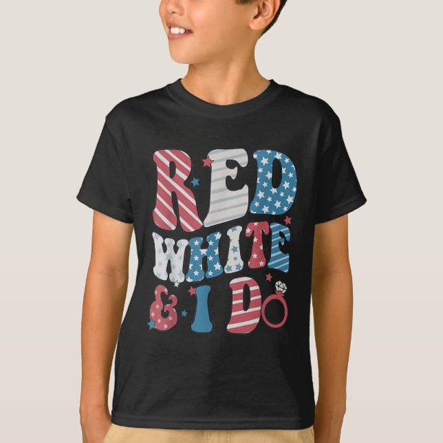 Retro Red White And I Do 4th Of July Bachelorette  T-Shirt (Front)