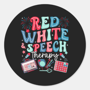 Retro Red White And Speech Therapy Fourth 4th July Classic Round Sticker