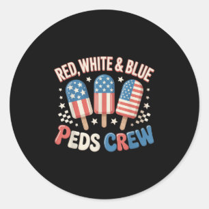 Retro Red White Blue Peds Crew Ice Cream Us Flag 4 Classic Round Sticker