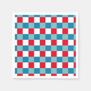 Retro Red White Blue Tartan Plaid 4th of July Napkin