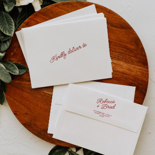 Retro Red & White Hand Drawn Bow Wedding Envelope