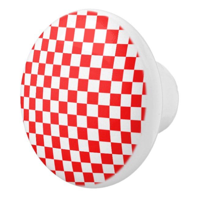 Retro Red White Kitchen Cabinet Drawer Knob (Right)