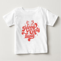 Retro Red White Merry everything Merry Christmas