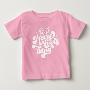 Retro Red White Merry everything Merry Christmas  Baby T-Shirt