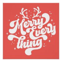 Retro Red White Merry everything Merry Christmas