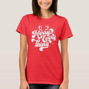 Retro Red White Merry everything Merry Christmas  T-Shirt