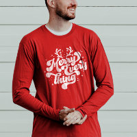 Retro Red White Merry everything Merry Christmas