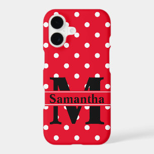 Retro Red White Polka Dots, Personalized
