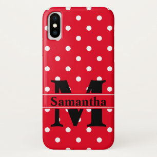 Retro Red White Polka Dots, Personalized Case-Mate iPhone Case
