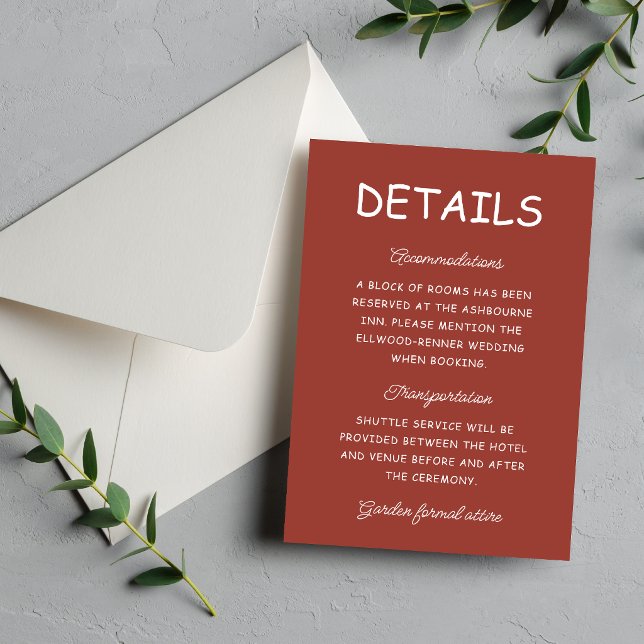 Retro Red & White Wedding Information Enclosure Card (Retro red and white enclosure cards help guests stay informed with classic charm.)