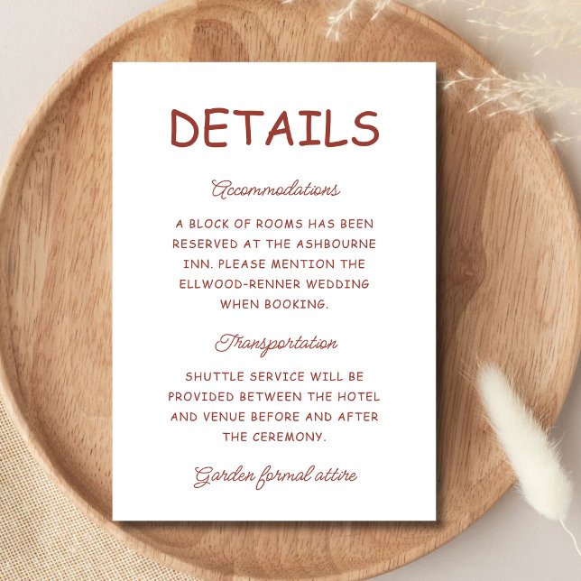 Retro Red & White Wedding Information Enclosure Card (Retro red and white wedding enclosure cards share key details with timeless elegance.)