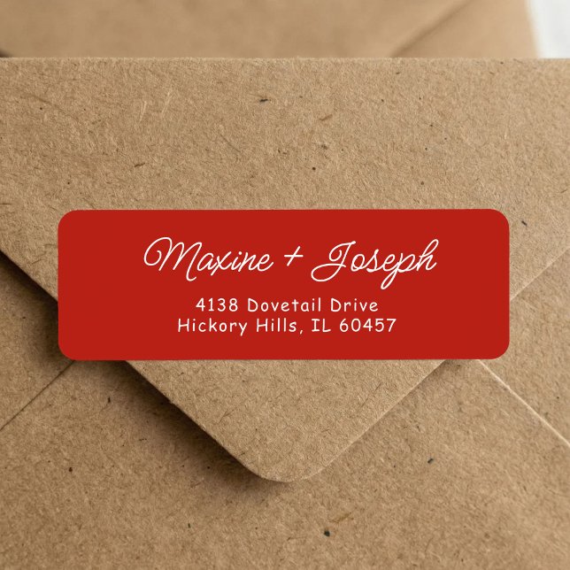 Retro Red & White Wedding Return Address (Retro red and white wedding return address label adds a charming touch to wedding mail.)