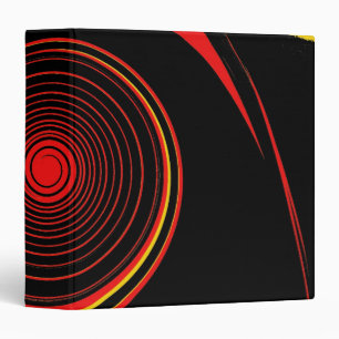 Retro Red Yellow Black Swirl Abstract Art Binder
