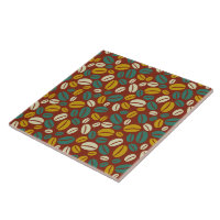 Retro Red Yellow Brown Java Coffee Beans Pattern