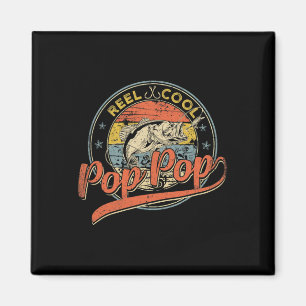 Retro Reel Cool Pop Pop Fishing Fathers Day Magnet