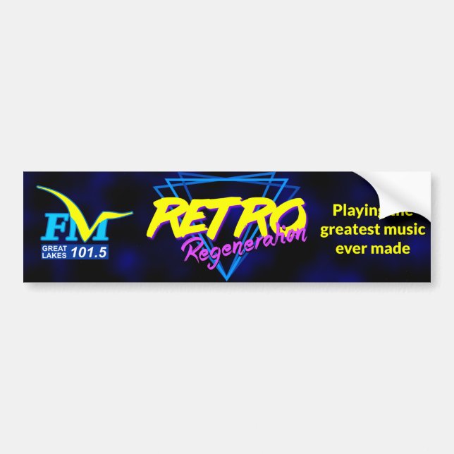 Retro Regeneration - Great Lakes FM radio 80s show Bumper Sticker (Front)