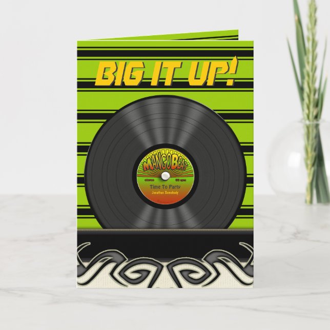 Retro Reggae Vinyl Record Cartes Personnalisées (Devant)