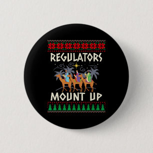 Retro Regulators Mount Up Camel Ugly Christmas Swe 2 Inch Round Button