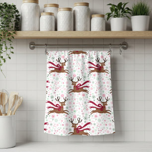 Retro Reindeer Atomic Mid Century Vintage Style Kitchen Towel
