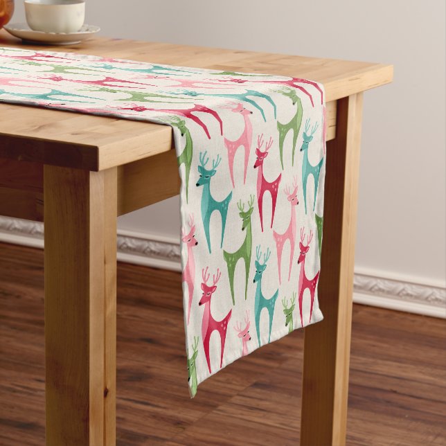Retro Reindeer ©studioxtine Short Table Runner (In Situ)