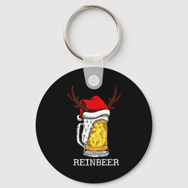 Retro Reindeer Winedeer Reinbeer Matching Couples  Keychain (Front)