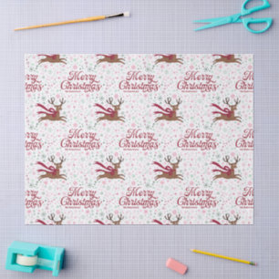 Retro Reindeer with Atomic Snowflakes Personalized Tissue Paper