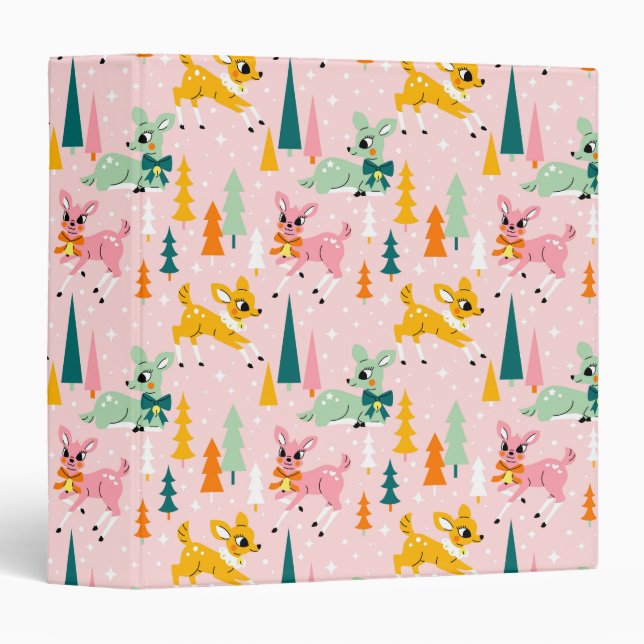 Retro Reindeer Wonderland Holiday Pattern Binder (Front/Spine)