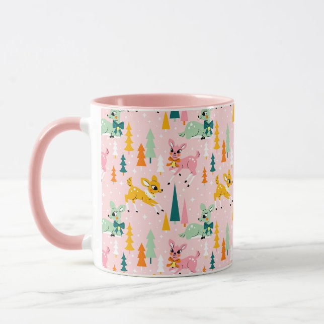 Retro Reindeer Wonderland Holiday Pattern Mug (Left)