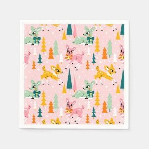 Retro Reindeer Wonderland Holiday Pattern Napkin