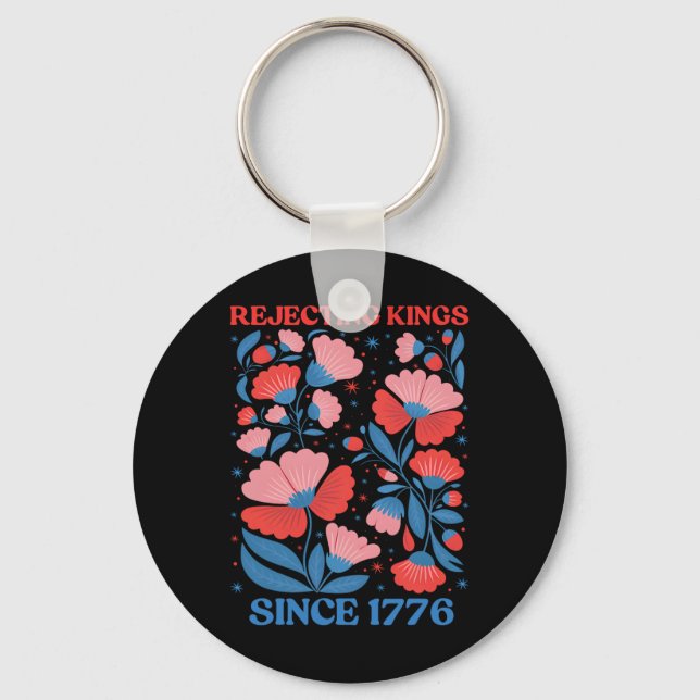Retro Rejecting Kings Since 1776 Boho Floral Women Keychain (Front)