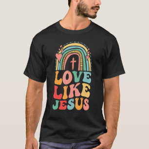 Retro Religious God Christian Rainbow Love Like Je T-Shirt