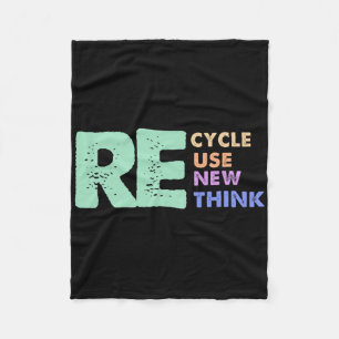 Retro Removed Meme Recycle Reuse Renew Rethink Fleece Blanket