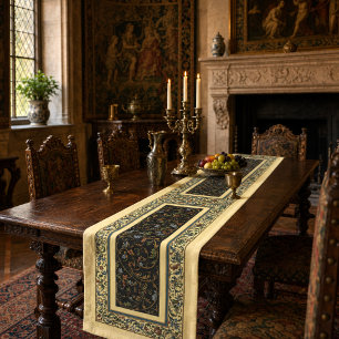 Retro Renaissance Style Foliage Short Table Runner