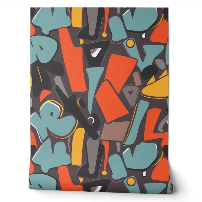 Retro Rendezvous: Mid-Century Modern Abstract Wallpaper (Unrolling)