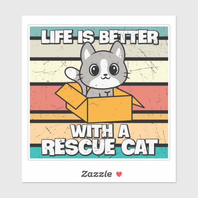 Retro Rescue Cat Vinyl Sticker (Sheet)