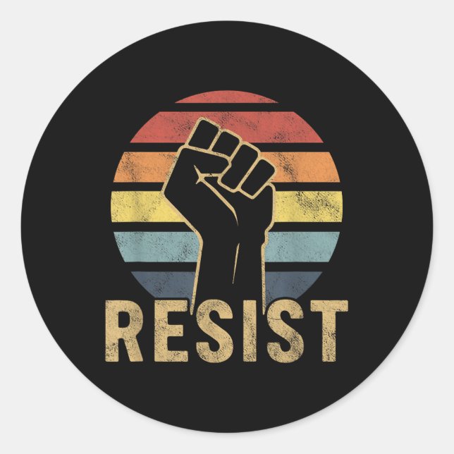 Retro Resist  Classic Round Sticker (Front)