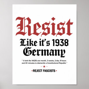 Retro Resist Like Its 1938 Germany  Poster