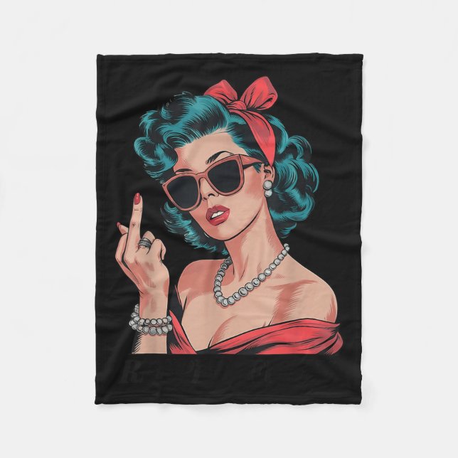 Retro Respectfully Funny N Up Girl Sy Style  Fleece Blanket (Front)