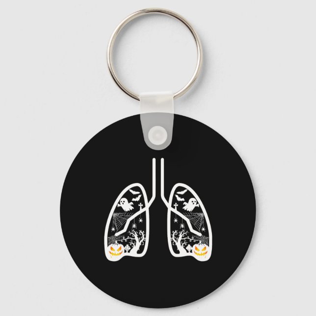 Retro Respiratory Therapist Rt Lung Ghost Pumpkin  Keychain (Front)