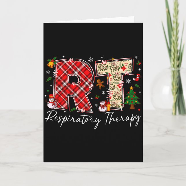 Retro Resratory Therapy Rt Santa Christmas Therapy Card (Front)