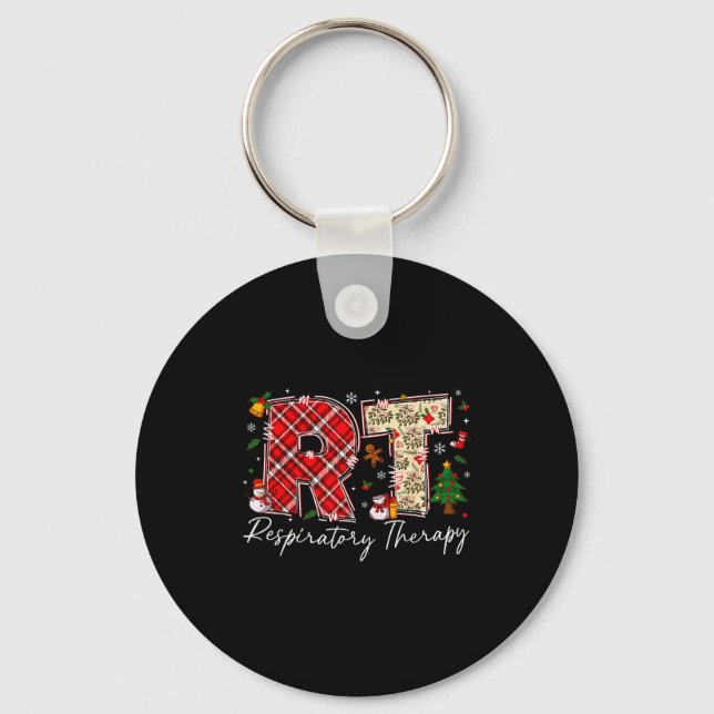 Retro Resratory Therapy Rt Santa Christmas Therapy Keychain (Front)