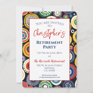 Retro Retirement Party Colourful Circles Invitation