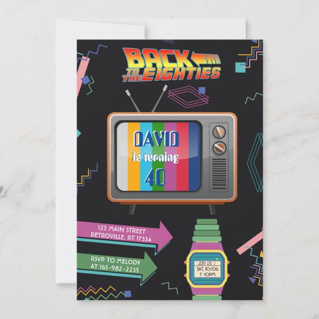 Retro Retour aux années 80 Anniversaire Invitation (Devant)