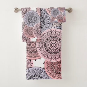 Retro, retro pattern, beige , grey  elegant bath towel set