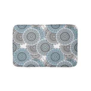 Retro, retro pattern, blue and grey,  elegant bath mat