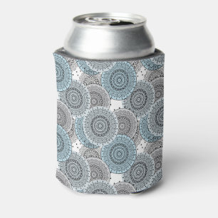 Retro, retro pattern, blue and grey, elegant can cooler