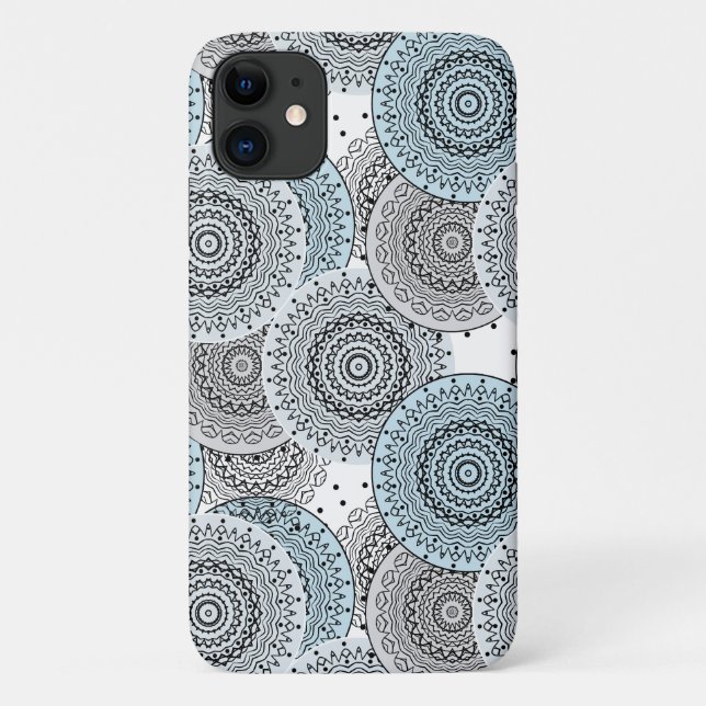 Retro, retro pattern, blue and grey,  elegant Case-Mate iPhone case (Back)