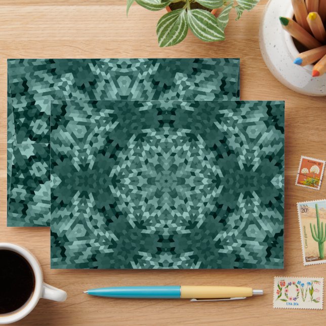Retro, retro pattern, blue and grey,  elegant enve envelope (Desk)